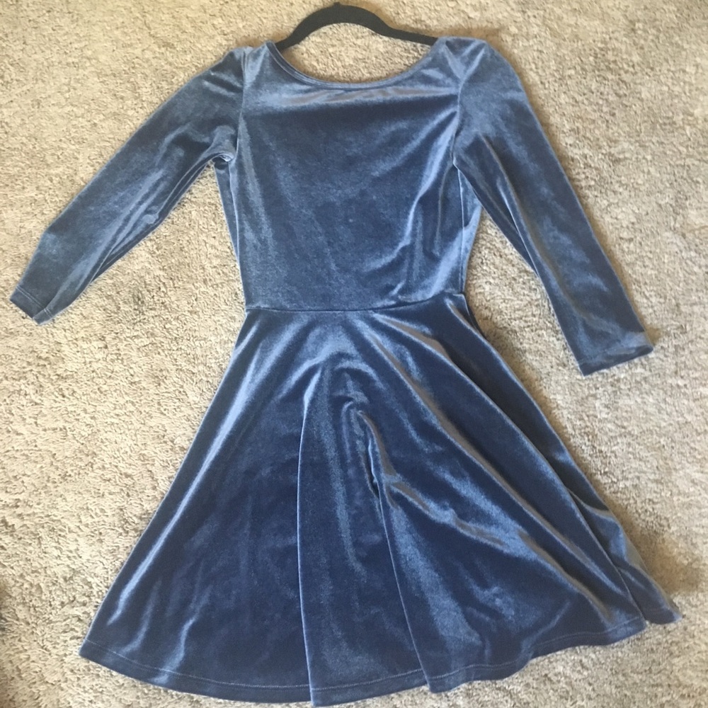 American Apparel Blue Velvet Open-Back Dress